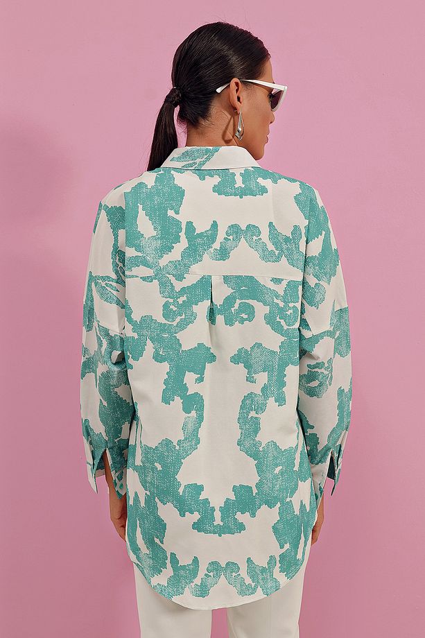 3900 Oversize Uzun Basic Gömlek - D. Mint - 4