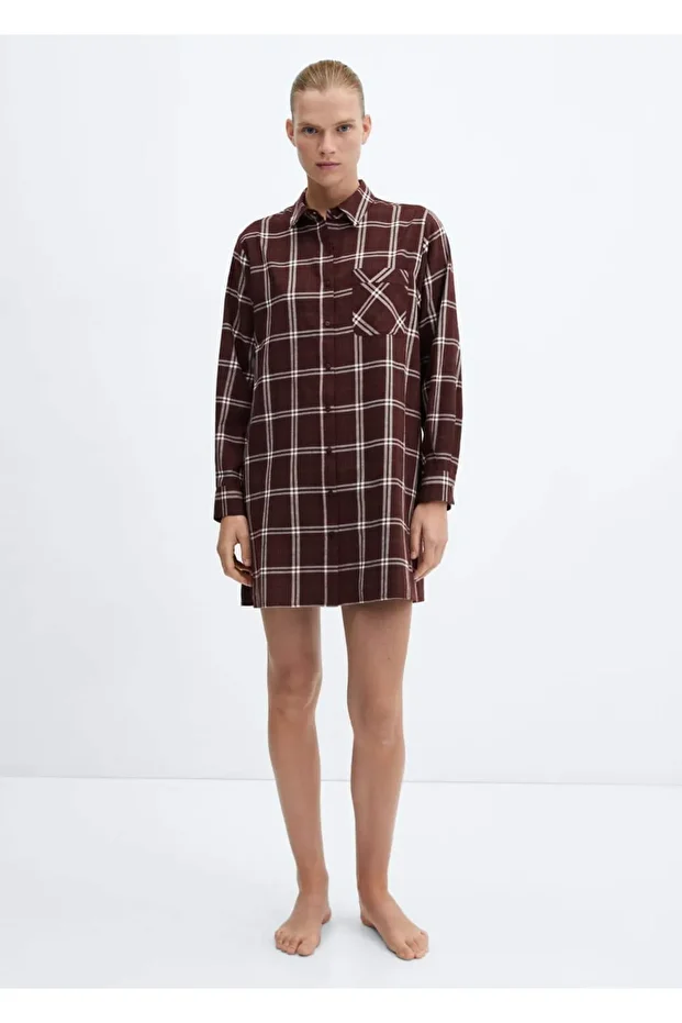 Flanel Kareli Gecelik - 2