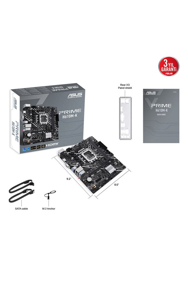 Prime H610M-K Intel H610 Lga1700 Ddr5 5600 Dp HDMI M2 Usb3.2 Matx Asus 5X P
