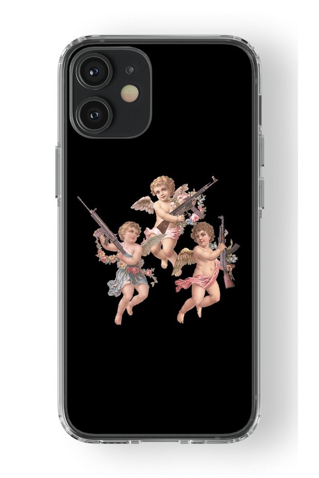 iPhone 12 Compatible 3 Angel Design Printed Transparent Case