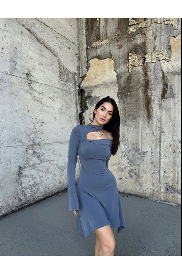 İspanyol Kol Tek Omuz Elbise - 5