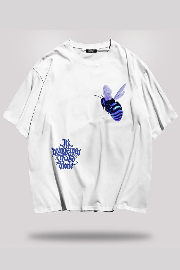 Urban Style Bee Graffiti Printed Unisex Oversize T-shirt