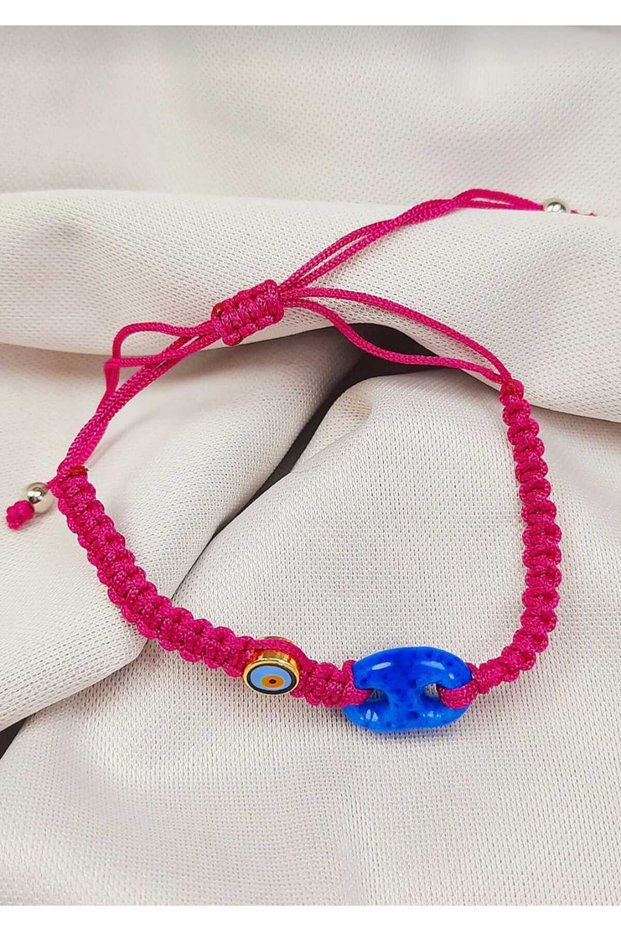 Syriac Bracelet with 2 Holes and Evil Eye Beads