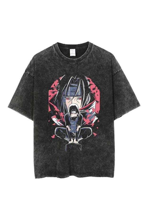 Washable Anime Naruto Itachi Printed Unisex Oversize Vintage T-shirt