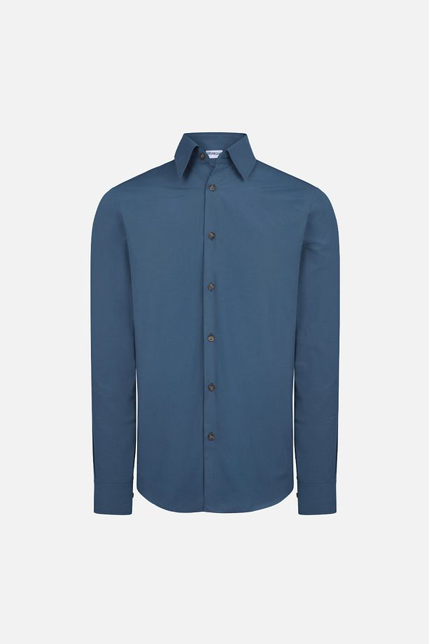 RELAXED FIT COTON ERKEK GOMLEK MAVI - 1