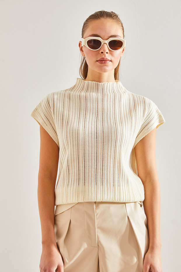 Kadın Ajurlu Triko Bluz 20246046 - 5