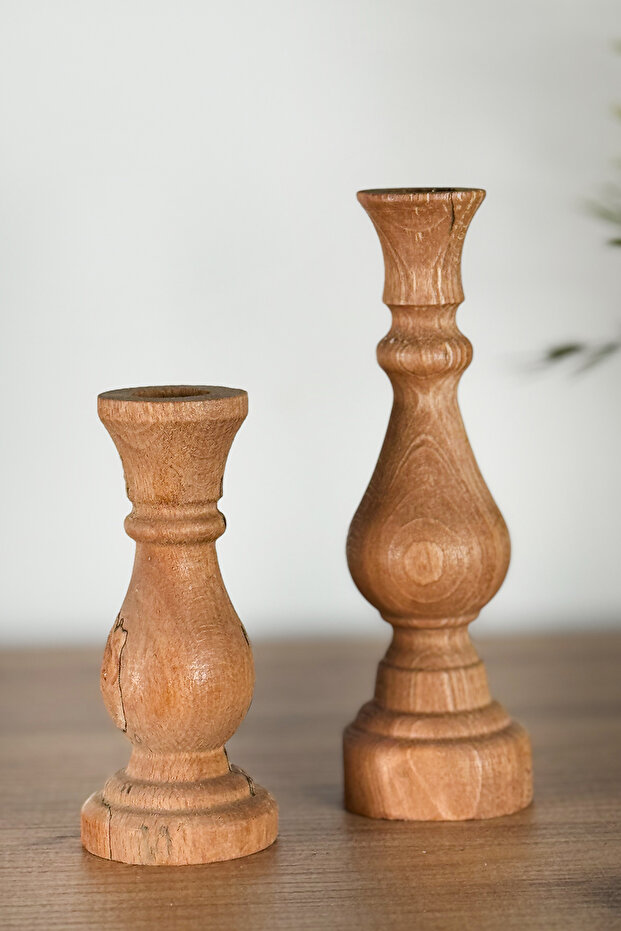 Mumluk Şamdan Ahşap Mumluk 2 li 1258 - 2