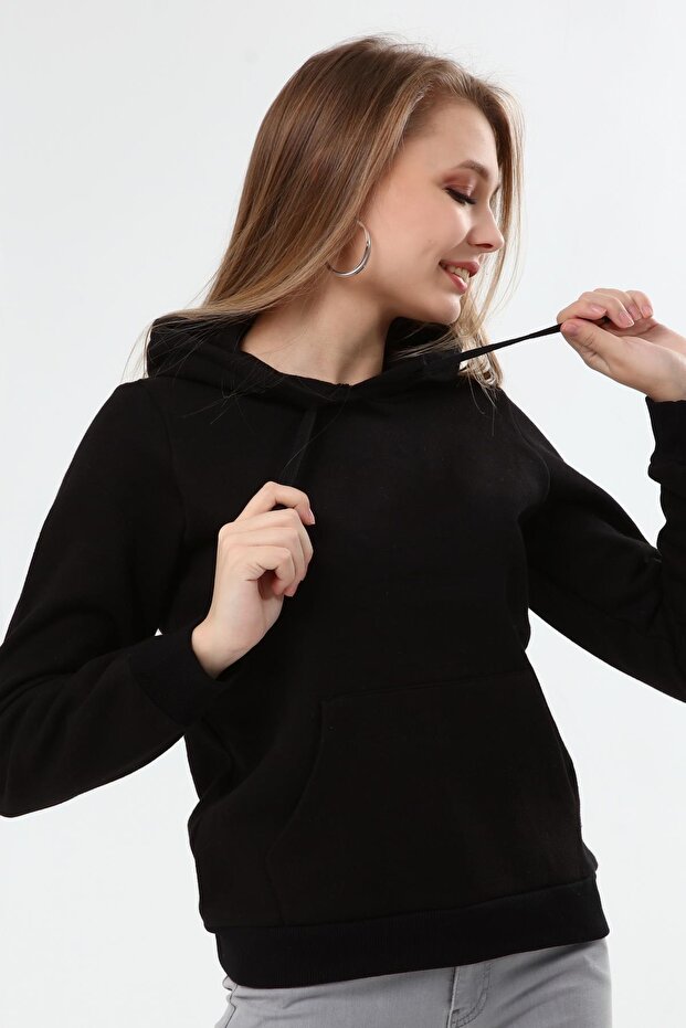 Murem Kapüşonlu Basıc Sweat-si?yah - 2