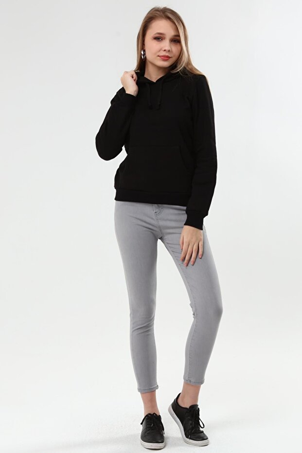Murem Kapüşonlu Basıc Sweat-si?yah - 1