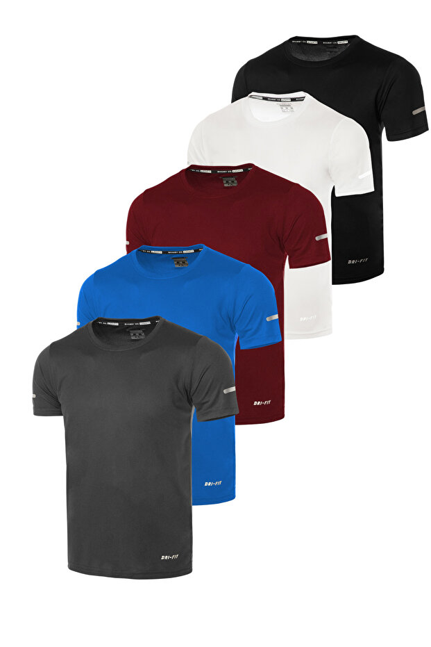 Ghassy Co. Men's 5-Pack Dry Fit Athletic Moisture-wicking Daily T-shirt