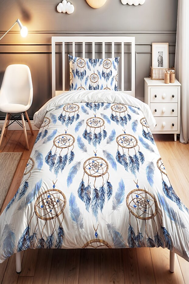 Blue Dreamcatcher Patterned Single Baby Kids Bedding Set