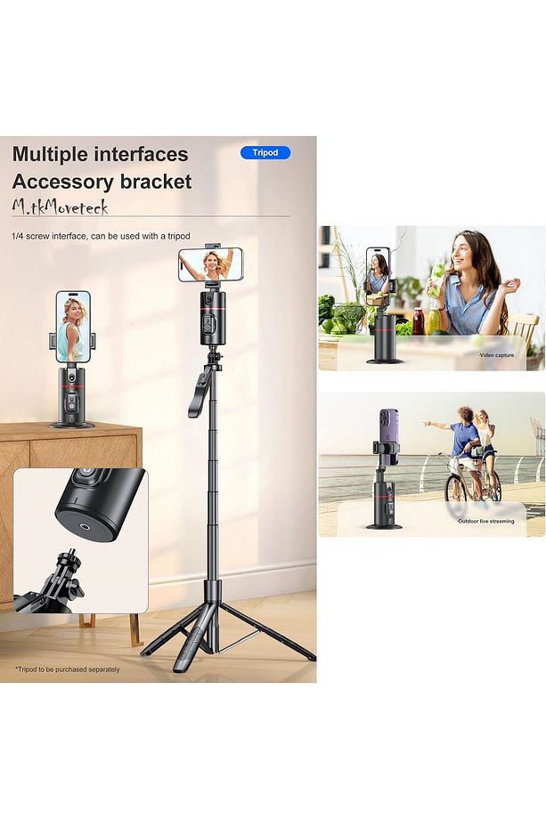 AQ9 360 Dönebilen El ve Yüz Takip Sensörlü Akıllı Mini Tripod Selfi Çubuğu Uzaktan KumandalıTracking - 4