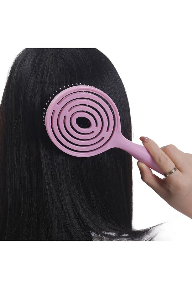 Pembe 3d Profesyonel Açma Tarama Saç Fırçası Pembe Oval Tarak - 2