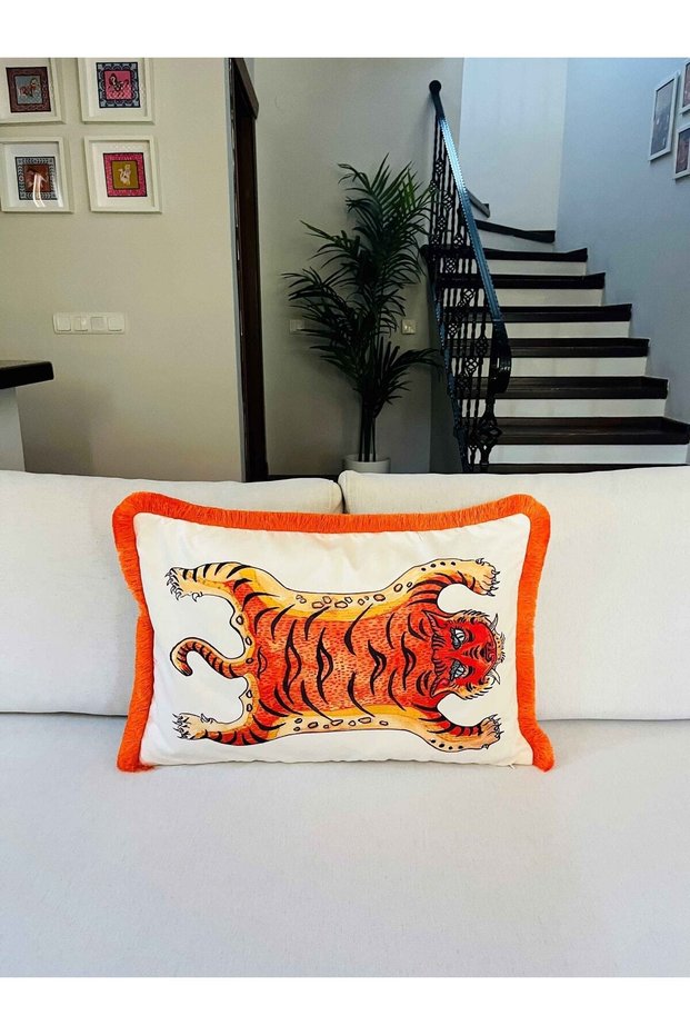 Decorative Chinoiserie Tiger Pattern Throw Pillow Cover - Heritage Series 40 X 60