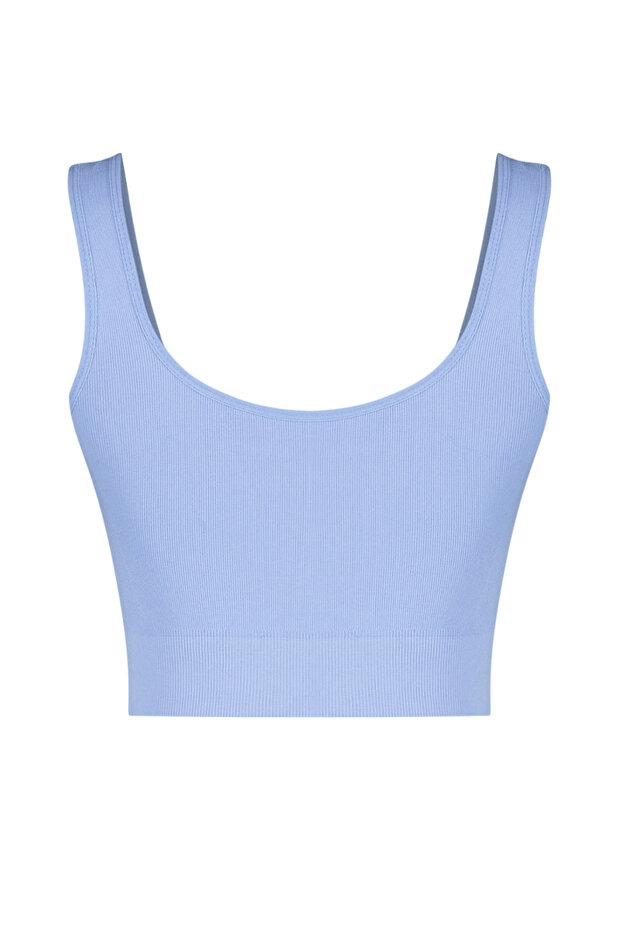 Mavi Seamless/Dikişsiz Destekli/Şekillendirici Kalın Askılı Örme Spor Sütyeni TWOAW23SS00019 - 8