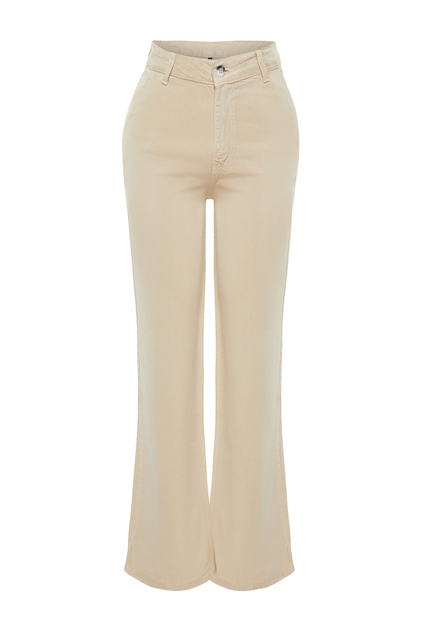 More Sustainable Bej %100 Tencel™ Düşük Bel Wide Leg Jeans TWOSS23JE00219 - 11