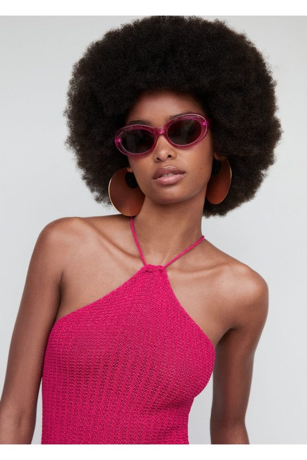 Halter Yaka Dantel Elbise - 7