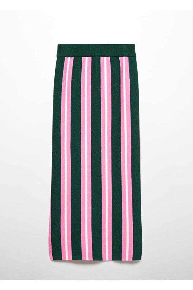 Çizgili triko etek - 3