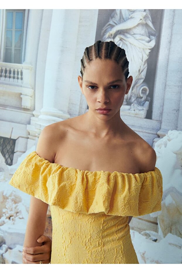 Fırfırlı Triko Elbise - 6