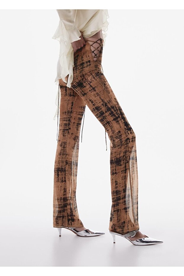 Halbtransparente gemusterte Hose - 1