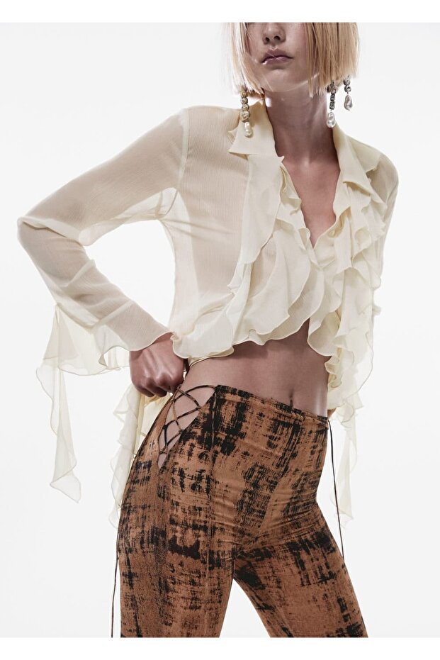 Halbtransparente gemusterte Hose - 6