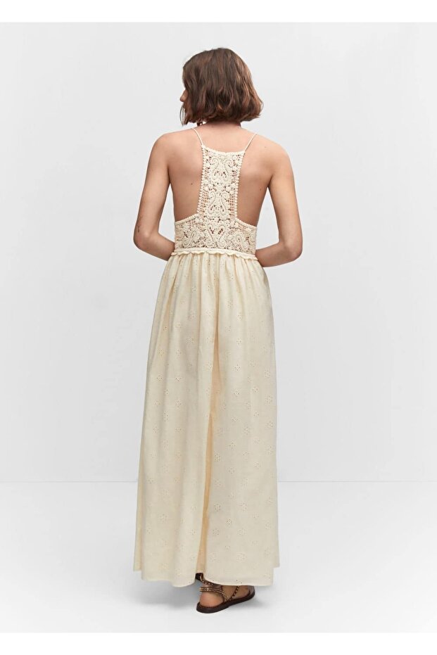 Dantel parçalı elbise - 4