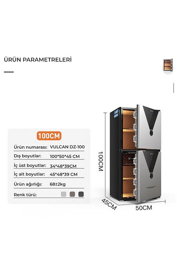 Vulcan Serisi Dz-100 Çift Kapılı Çelik Kasa Dokunmatik Şifre + Parmak Izi + Wifi Akıllı Kontrol - 3