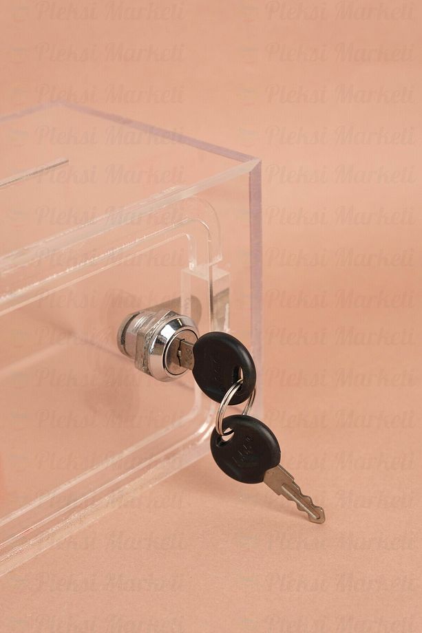 Şeffaf Pleksi Tip Box Bahşiş Kutusu --20x10x10cm-- - 3