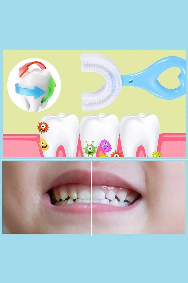 Bebek Diş Fırçası U Şeklinde Pembe 2 3 Yaş Yumuşak Diş Fırçası Bebek Banyo Seti Arayüz Fırcası - 7