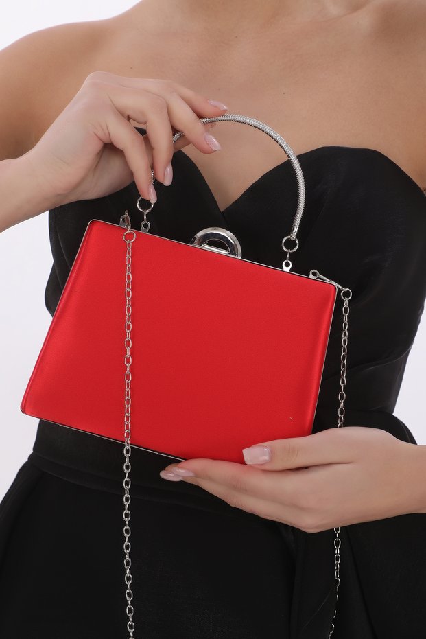 Red Color Satin Fabric Evening Dress Portfolio Clutch Women Bag New Season