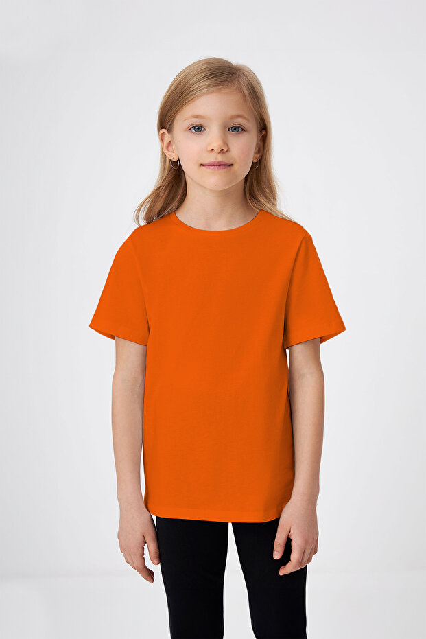 %100 Pamuklu Kız Çocuk Basic Tişört - 1