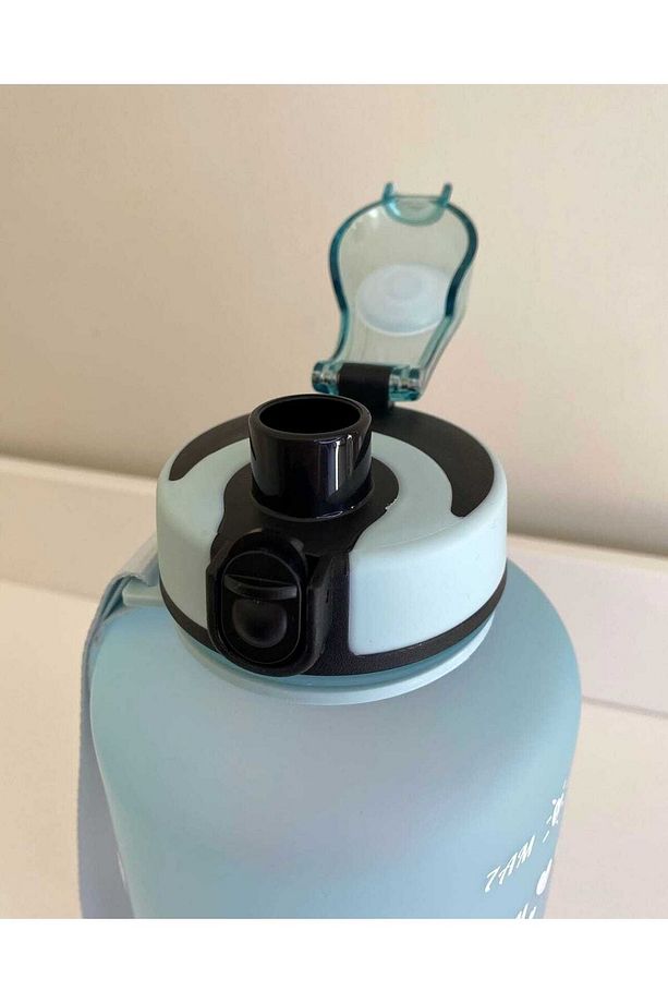 2000 ml Tritan Motivasyonlu Su Matarası Pipetli Ve Süzgeçli (Lİ?LA - AÇİK MAVİ?) Hedi?yeli? - 6