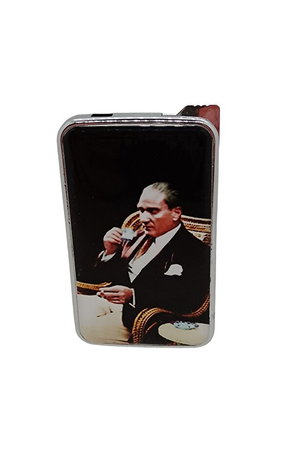 I Pod Manyetolu Gazlı Çakmak. Kahve İçen Atatürk Resimli. Arkası Krom Aynalı. Çok Şık Ve Kullanışlı - 1