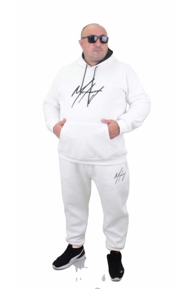 Large Size 3 Thread Tracksuit Set Basic Tk710 Ecru - 1