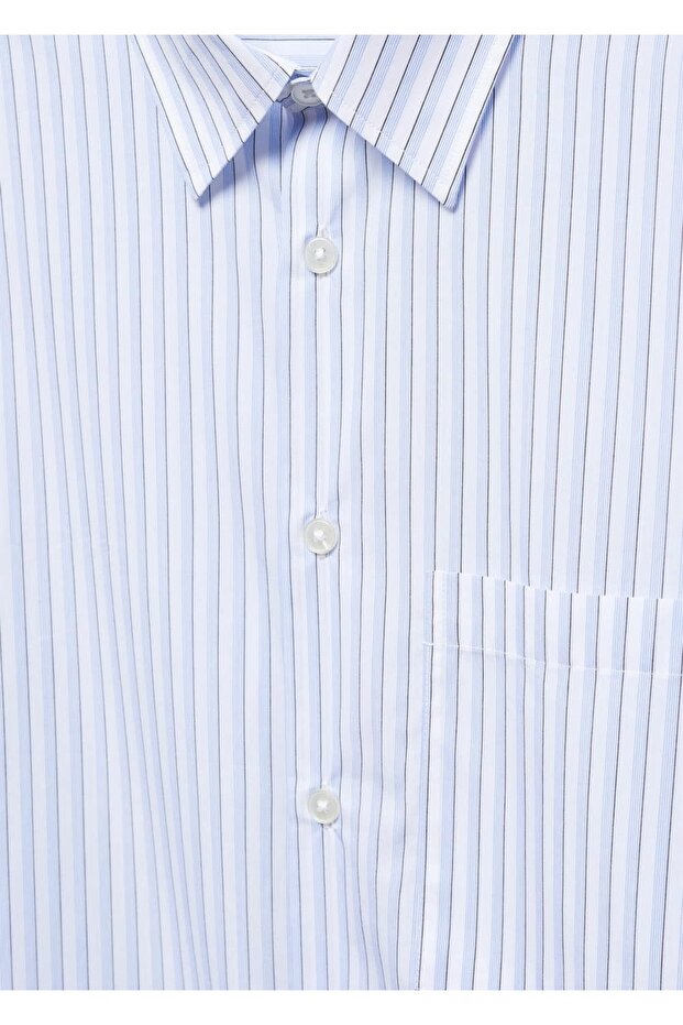 Çizgili pamuklu oversize gömlek - 6