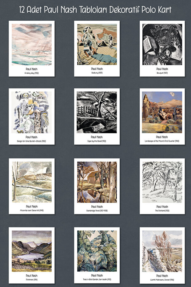 Paul Nash Paintings 12 Pieces Decorative Polo Cards - Art Poster Cards