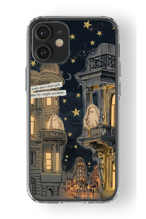 iPhone 12 Compatible Ghost Town Design Printed Transparent Case - 1