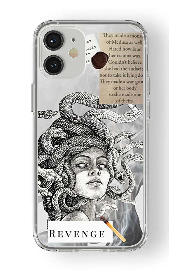 Iphone 12 Compatible Medusa Design Printed Transparent Case - 1