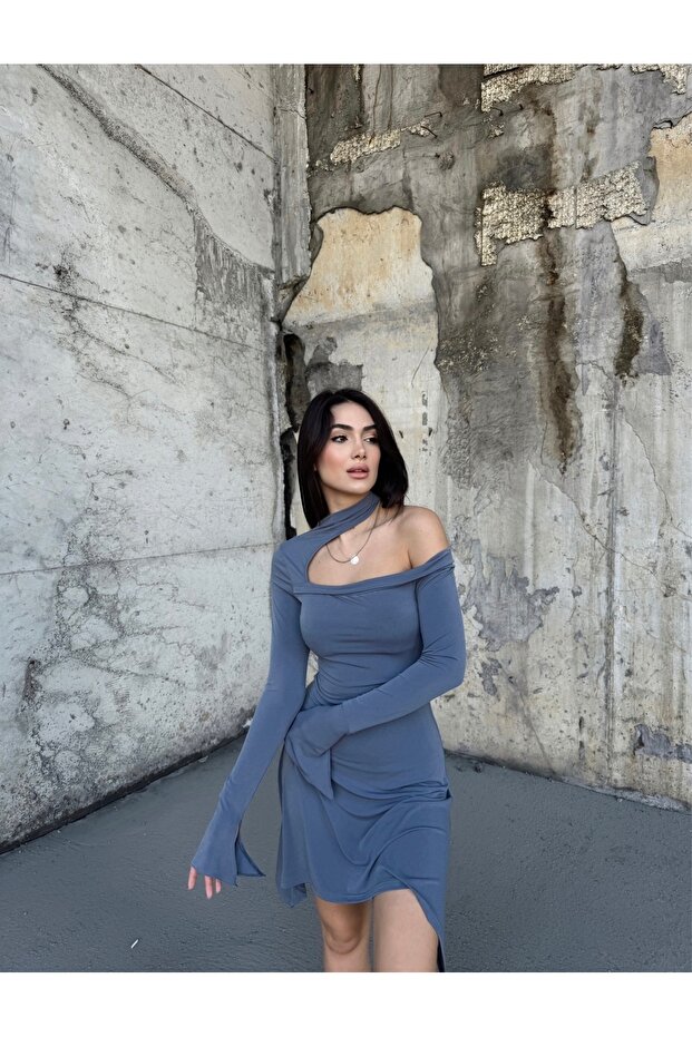 İspanyol Kol Tek Omuz Elbise - 2