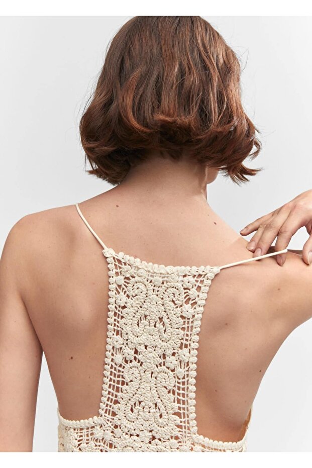 Dantel parçalı elbise - 5