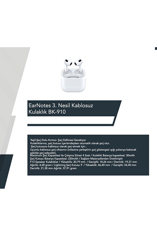 EarNotes 3. Nesil Kablosuz Kulaklık BK-910 - 9