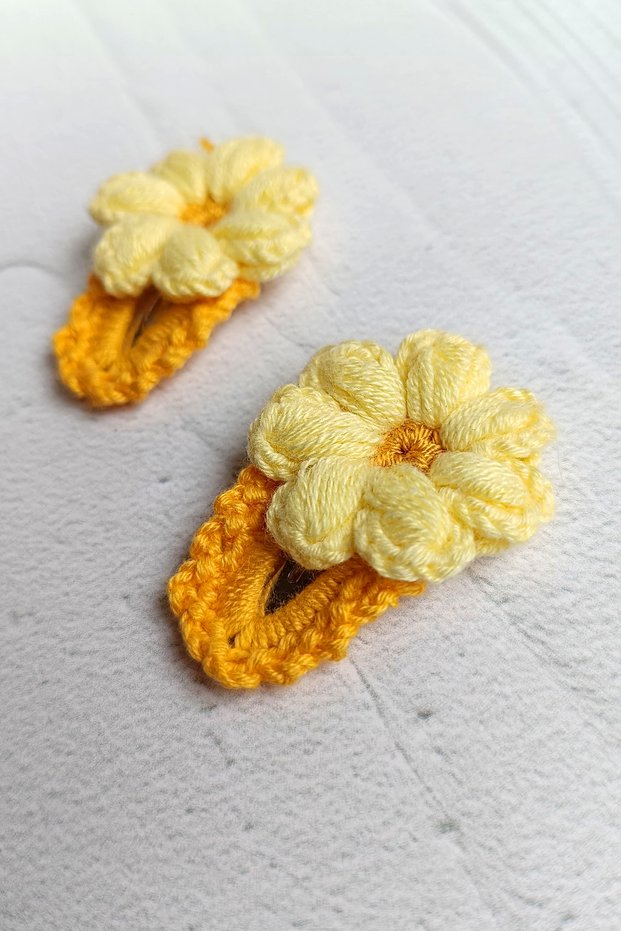 2 Pack Yellow Color Daisy Children's Baby Buckle with Snap Fastener / Baby Buckle - Girl's Buckle