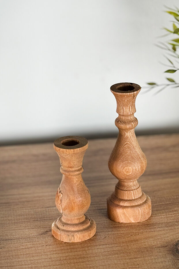 Mumluk Şamdan Ahşap Mumluk 2 li 1258 - 3