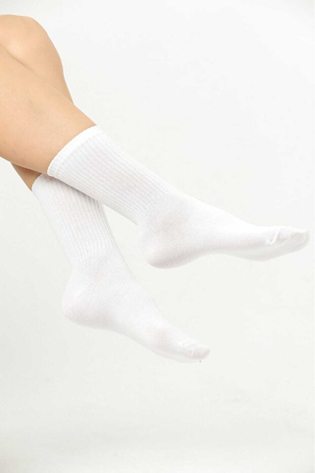 جوارب قطنية بيضاء سادة - 2