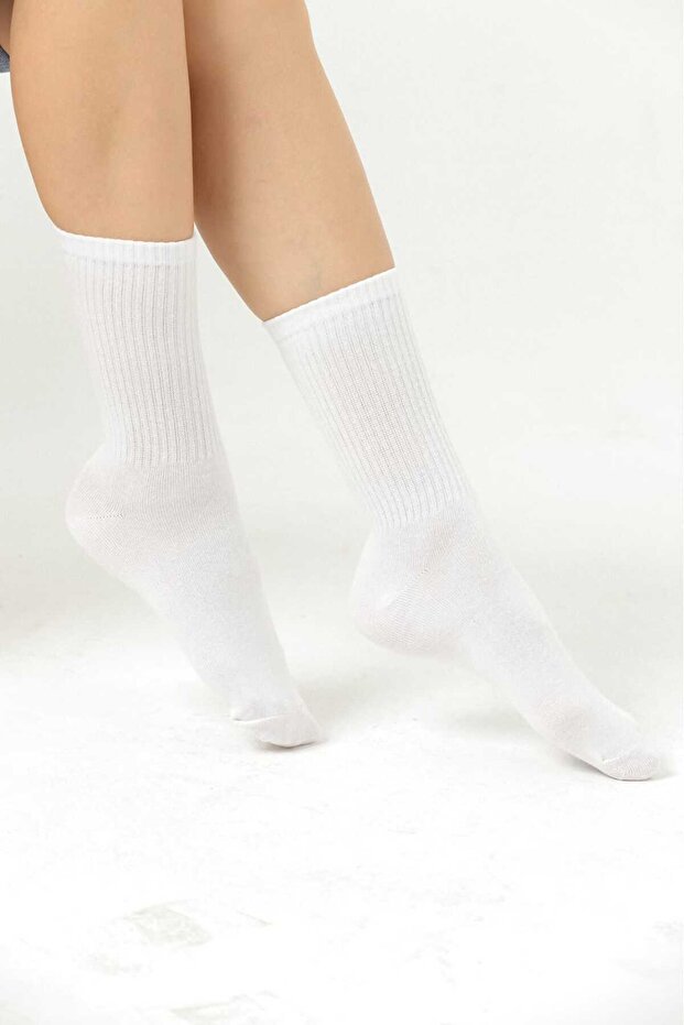 جوارب قطنية بيضاء سادة - 3