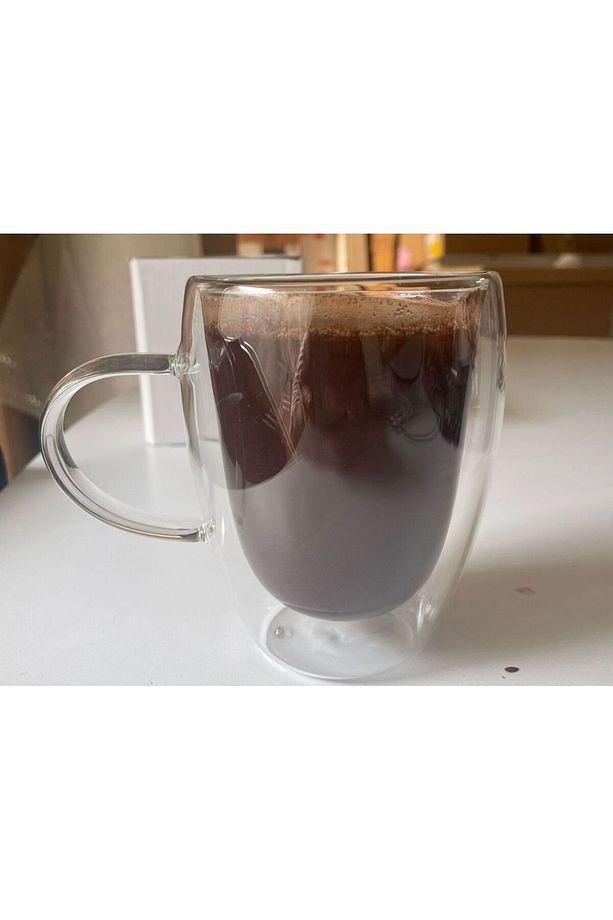 Çift Camlı Kupa Özel Üretim Çift Cidarlı Bardak Büyük Boy 350 ml Çay Kahve Meşrubat Isı geçirmez - 2