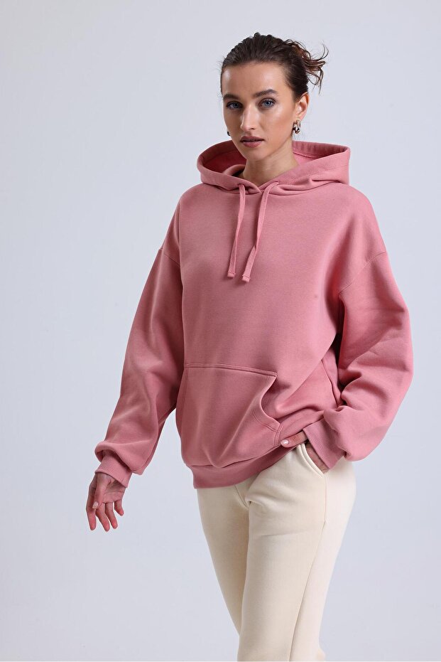 Kapş.Oversıze 3İp Sweatshırt-GÜLKURUSU - 5