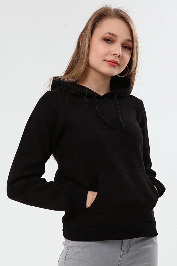 Murem Kapüşonlu Basıc Sweat-si?yah - 4