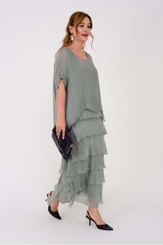 KADIN İPEK KAT KAT ELBİSE - 1