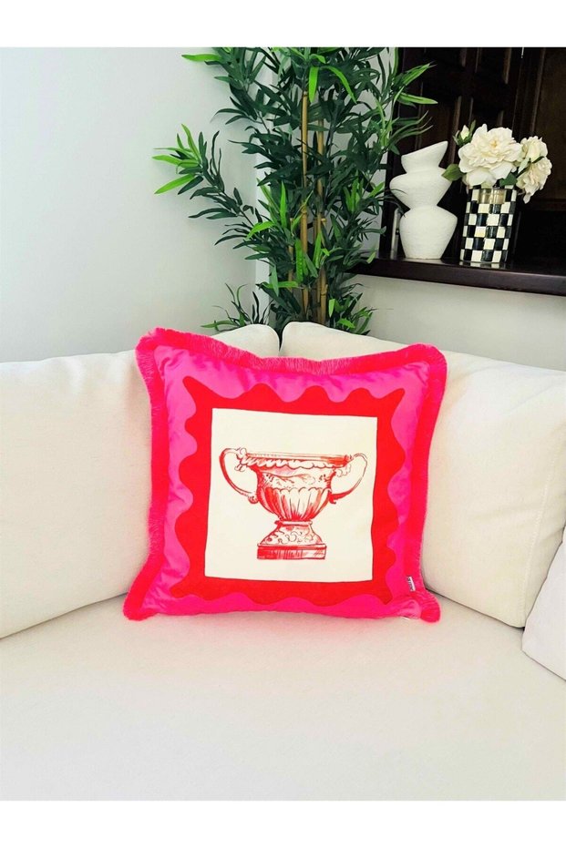 Decorative Antique Vase Patterned Throw Pillow Cover - Heritage Series 50 X 50